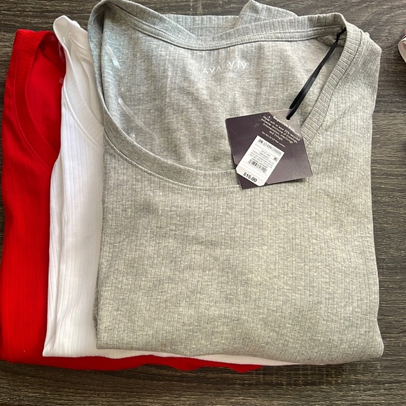 3 Piece Plus Size Long Sleeve Scoop Neck Ribbed T-Shirt - Picture 8 of 9